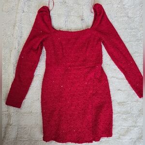 Francesca's Collections Red Long Sleeve Dress